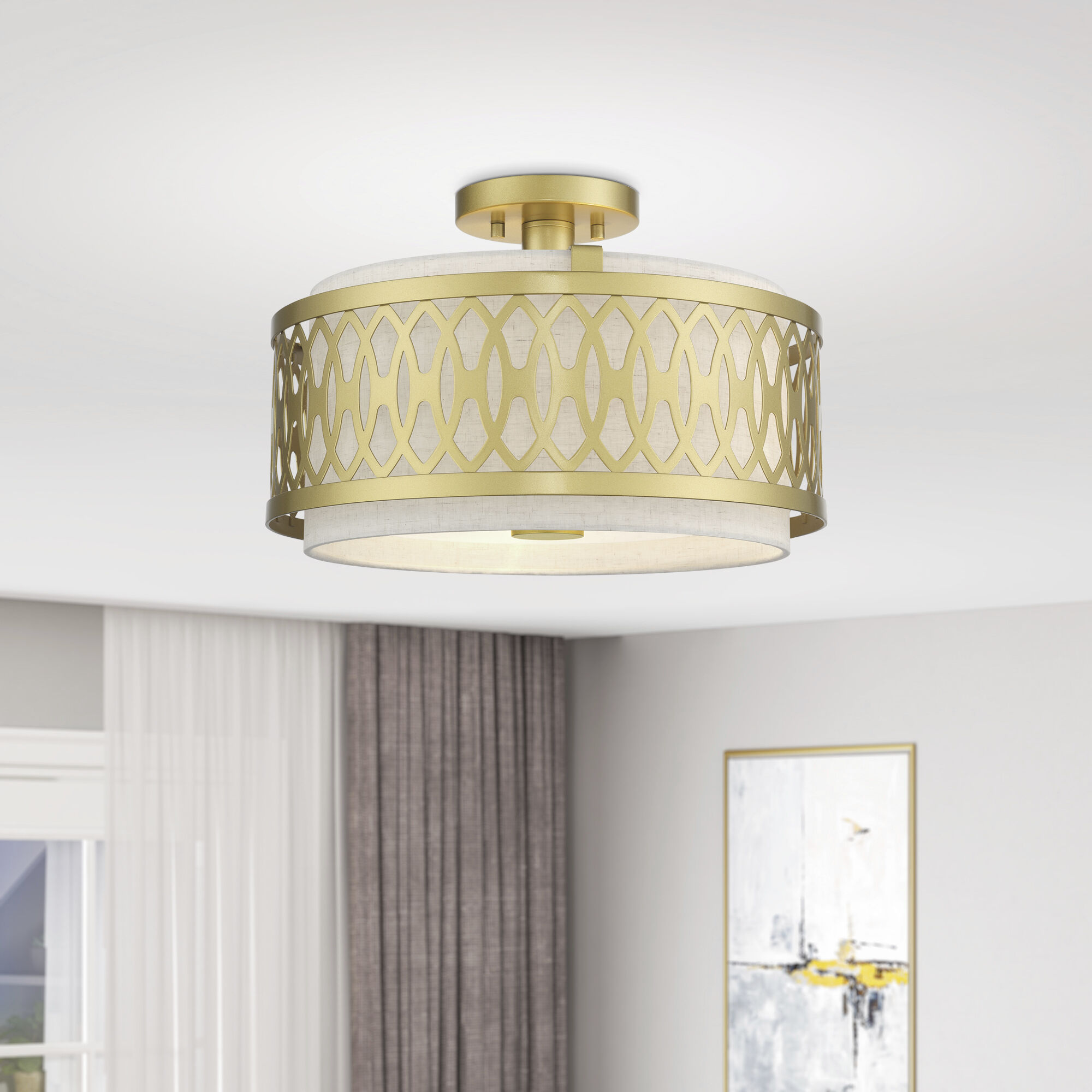 Vistaview 3 Light 15 inch Soft Gold Semi-Flush Ceiling Light