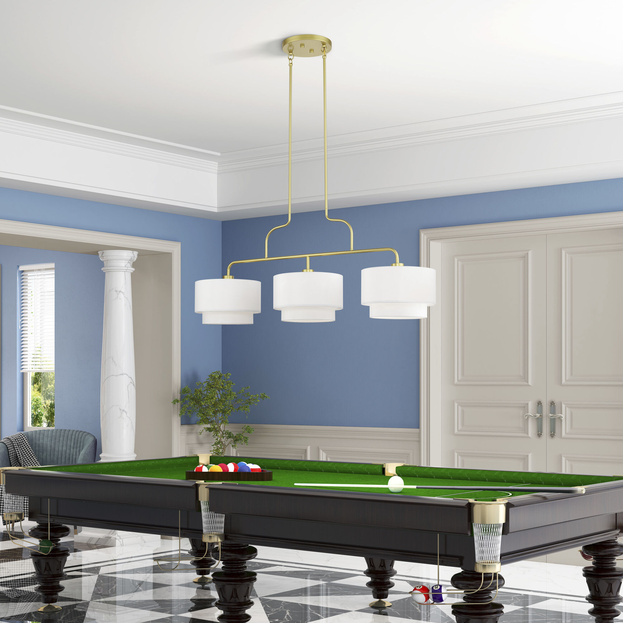 Manorwood 3 Light 49 inch Soft Gold Linear Chandelier Ceiling Light