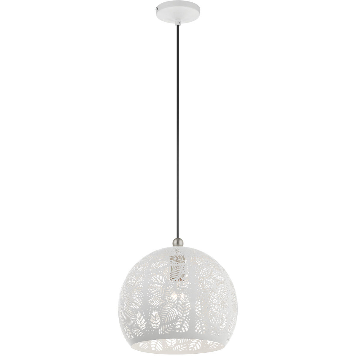 Chantily 1 Light 12 inch White with Brushed Nickel Accents Pendant Ceiling Light