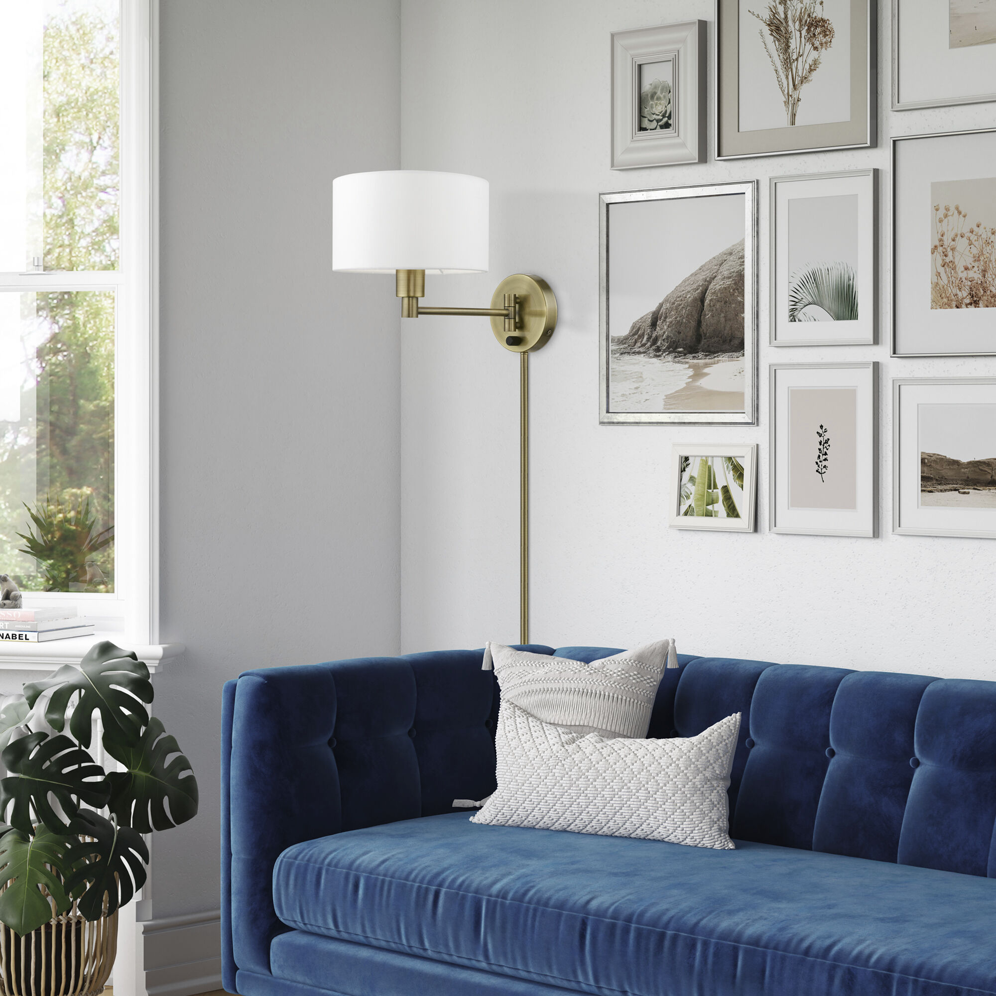 Allison 15 inch 60.00 watt Antique Brass Swing Arm Wall Lamp Wall Light