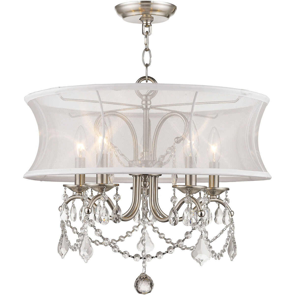 Newcastle 5 Light 20 inch Brushed Nickel Chandelier Ceiling Light