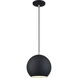 Kuppola 9.25 inch Black with Brushed Nickel Accents Globe Pendant Ceiling Light, Globe