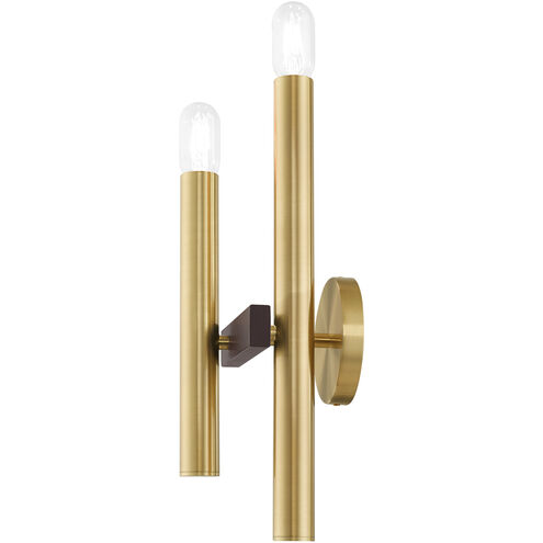 Helsinki 2 Light 7 inch Satin Brass with Bronze Accents Sconce Wall Light