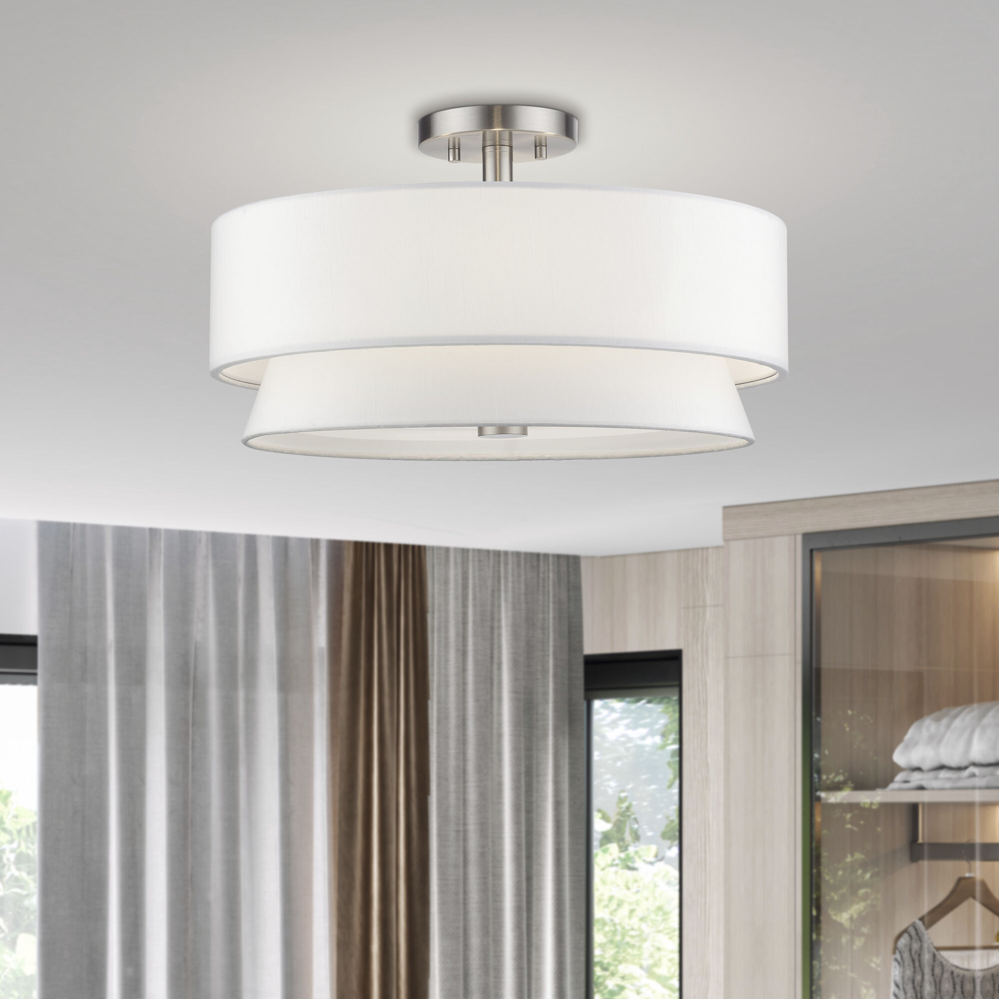 Fontana 4 Light 18 inch Brushed Nickel Semi-Flush Ceiling Light