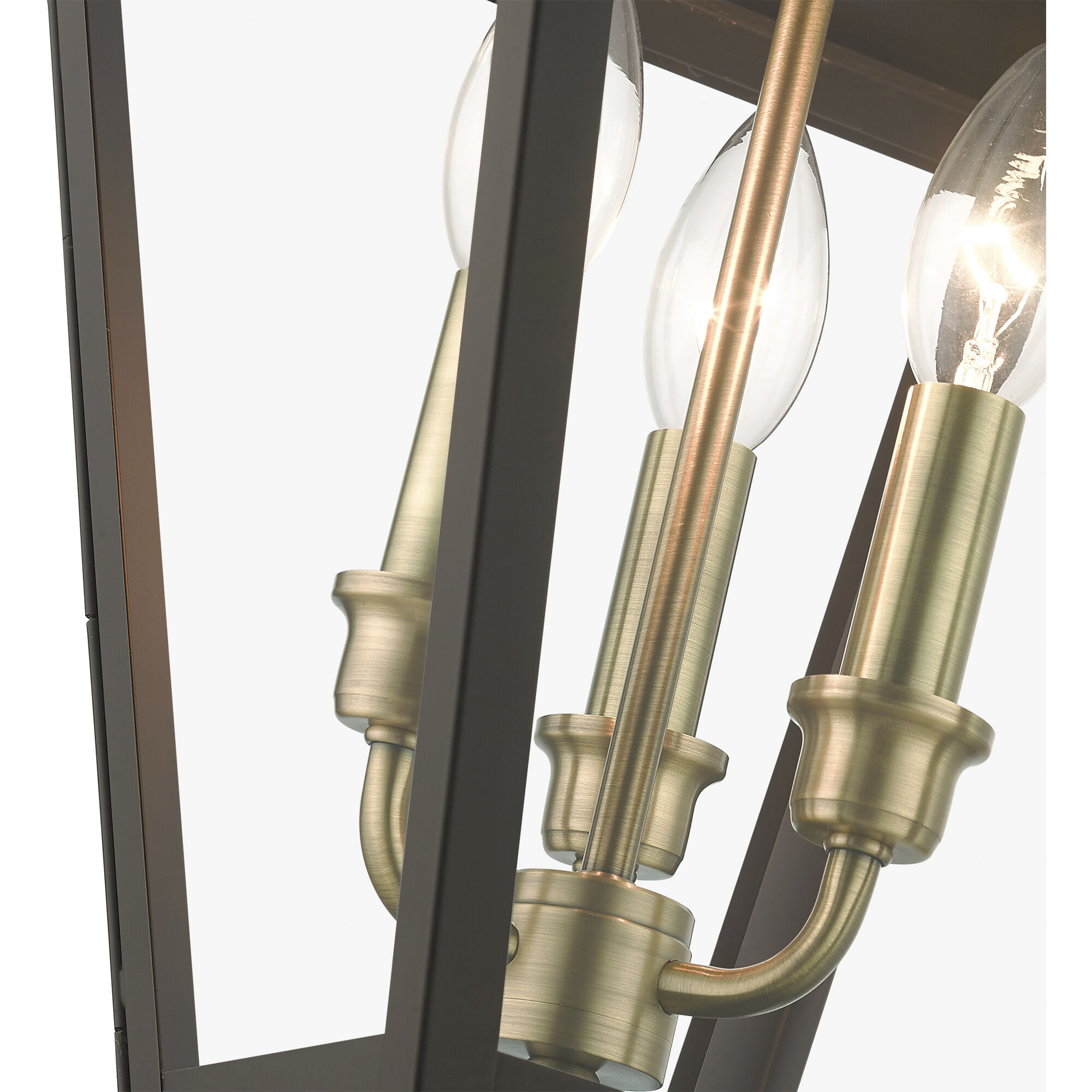 Adams 3 Light 10.63 inch Bronze with Antique Brass Finish Cluster Outdoor Large Pendant Lantern Ceiling Light in Bronze with Antique Brass Accent