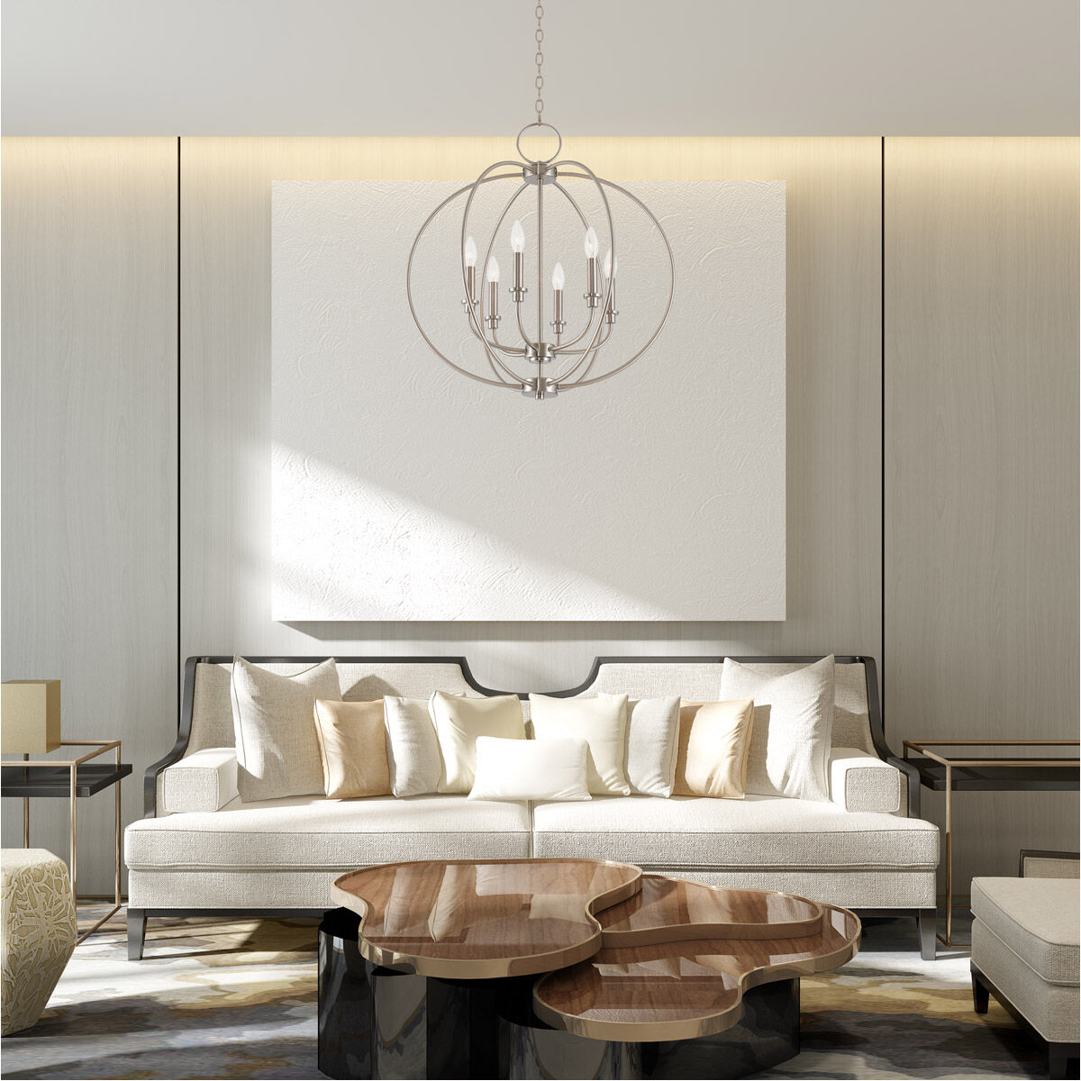 Milania 6 Light 25 inch Brushed Nickel Chandelier Ceiling Light