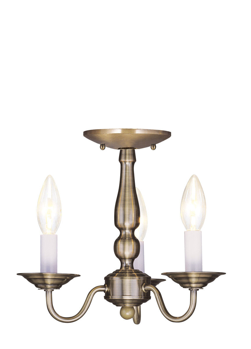 Williamsburgh 3 Light 11 inch Antique Brass Convertible Mini Chandelier/Ceiling Mount Ceiling Light
