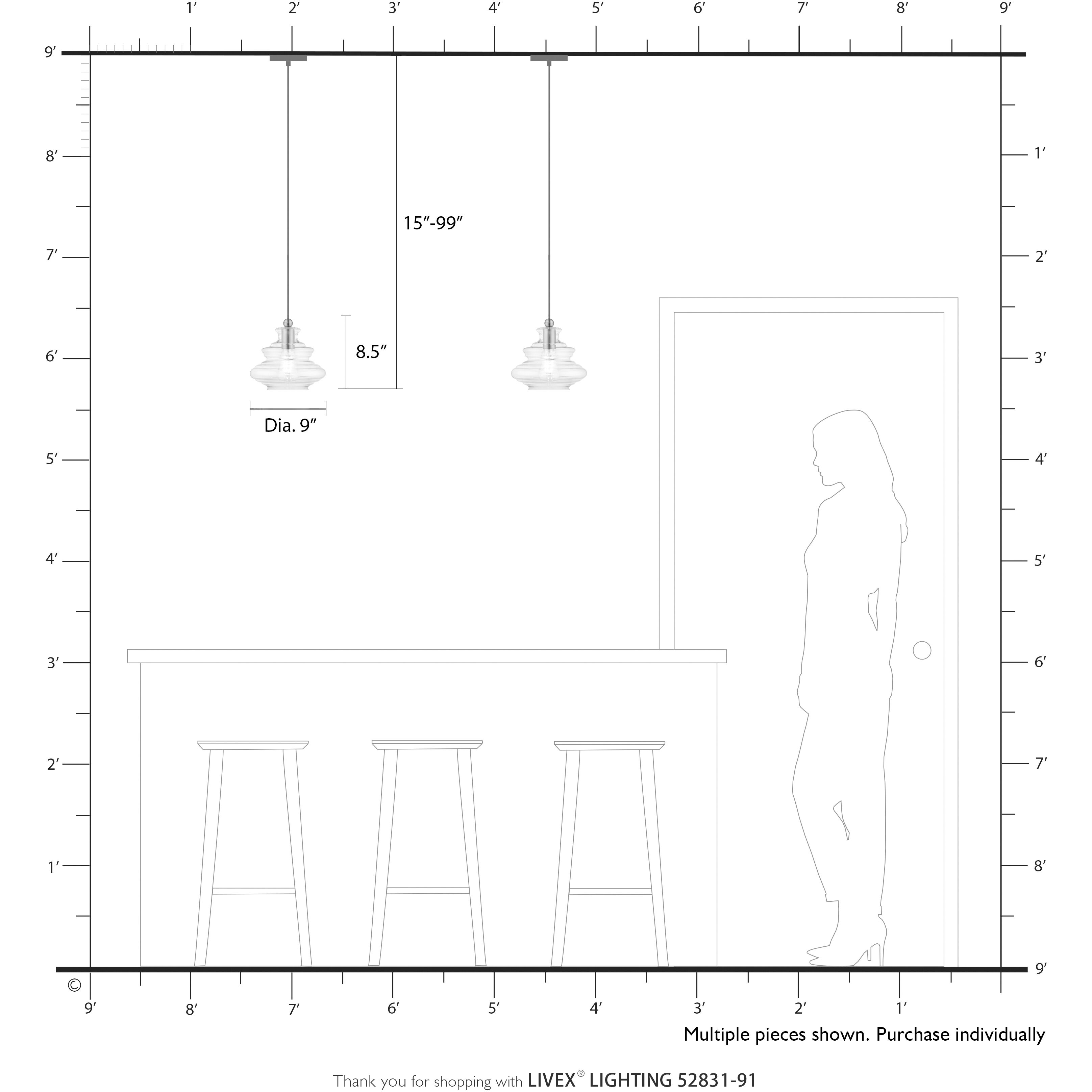 Everett 1 Light 9 inch Brushed Nickel with Chrome Finish Accents Pendant Ceiling Light