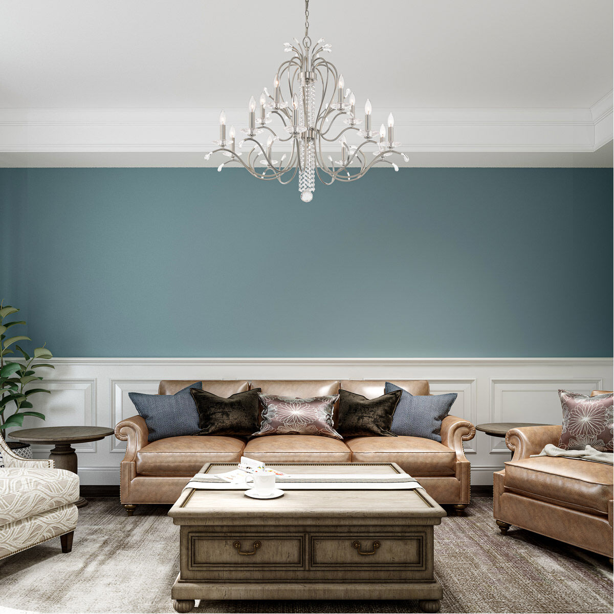 Serafina 15 Light 38 inch Brushed Nickel Chandelier Ceiling Light