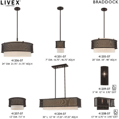 Braddock 3 Light 30 inch Bronze Linear Chandelier Ceiling Light