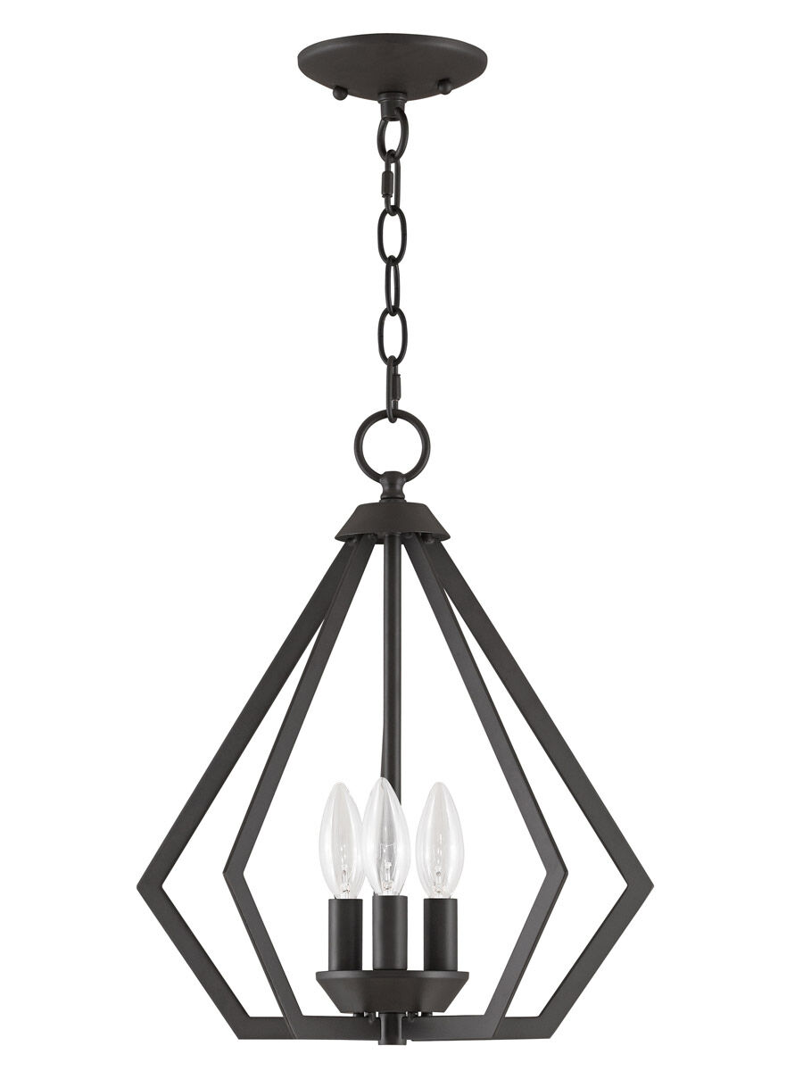 Prism 3 Light 14 inch Bronze Convertible Mini Chandelier/Ceiling Mount Ceiling Light