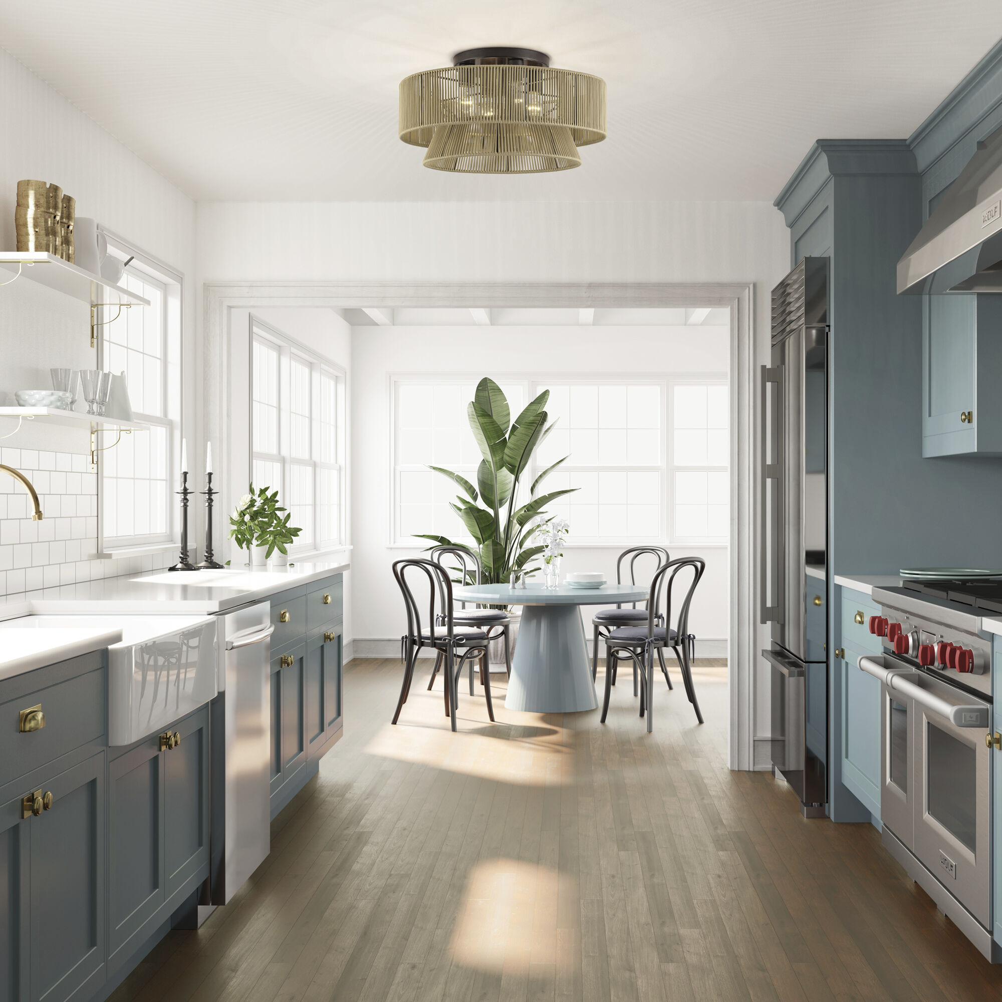 Florell 4 Light 21 inch English Bronze Semi Flush Mount Ceiling Light, Extra Large