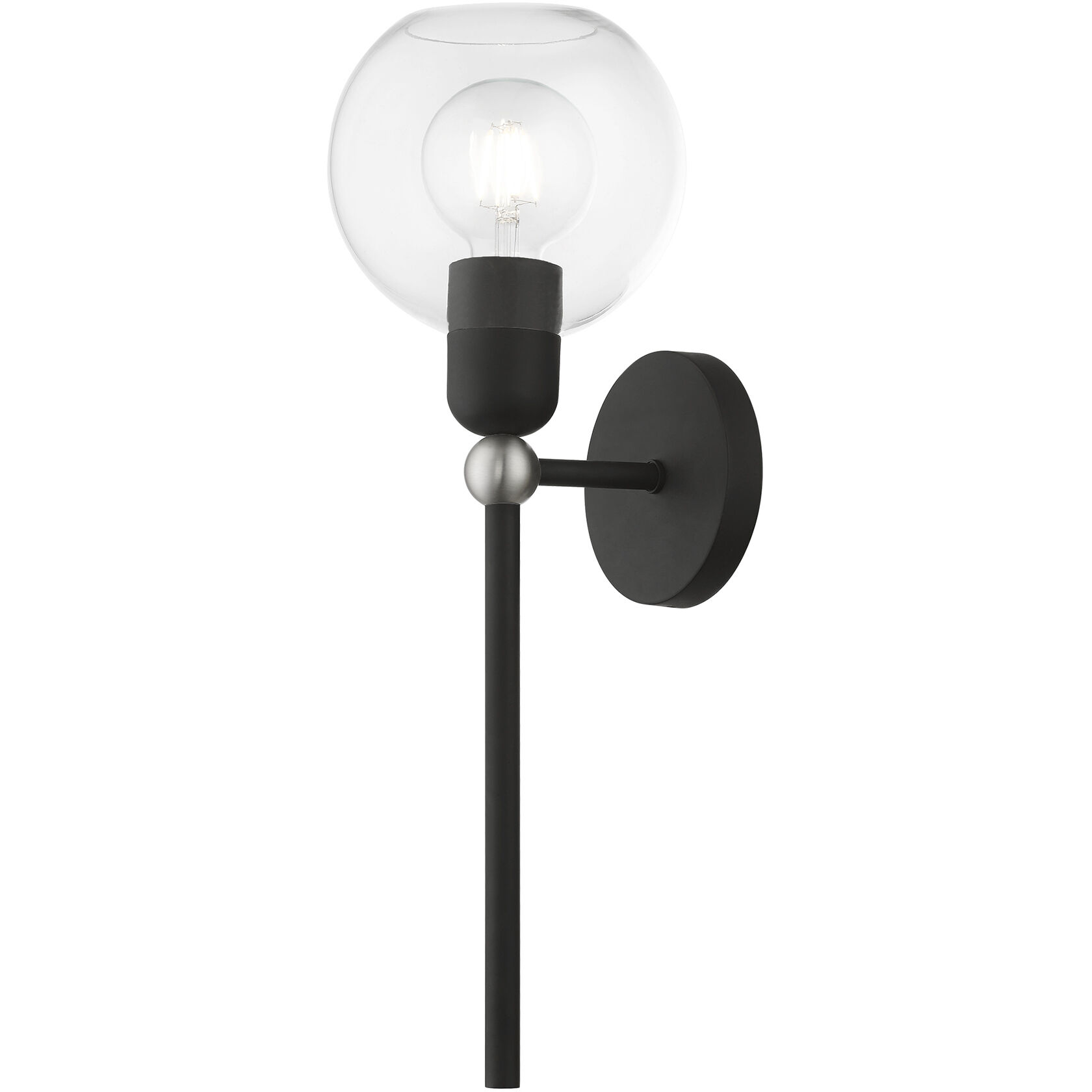 Downtown 1 Light 7 inch Black with Brushed Nickel Accent Single Sconce Wall Light, Sphere