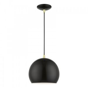 Piedmont 1 Light 10 inch Shiny Black with Polished Brass Accents Globe Pendant Ceiling Light