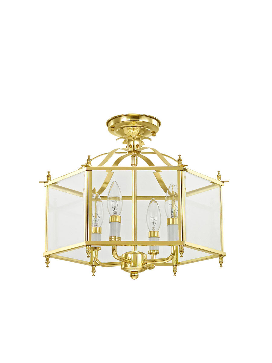 Livingston 4 Light 16 inch Polished Brass Convertible Pendant/Ceiling Mount Ceiling Light