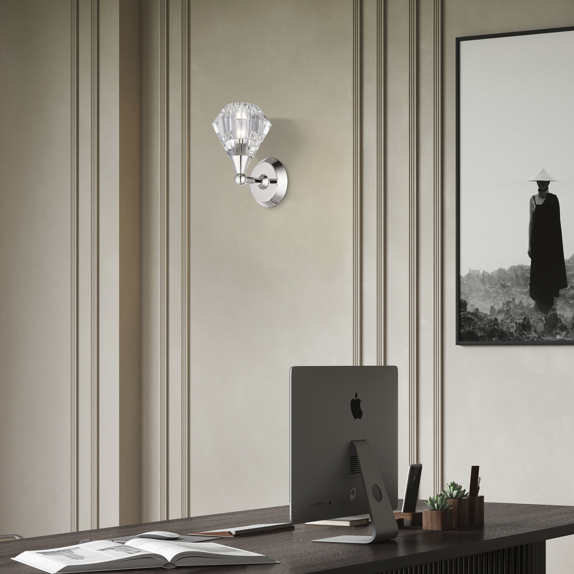 Brussels 1 Light 7 inch Polished Nickel Crystal Single Sconce Wall Light