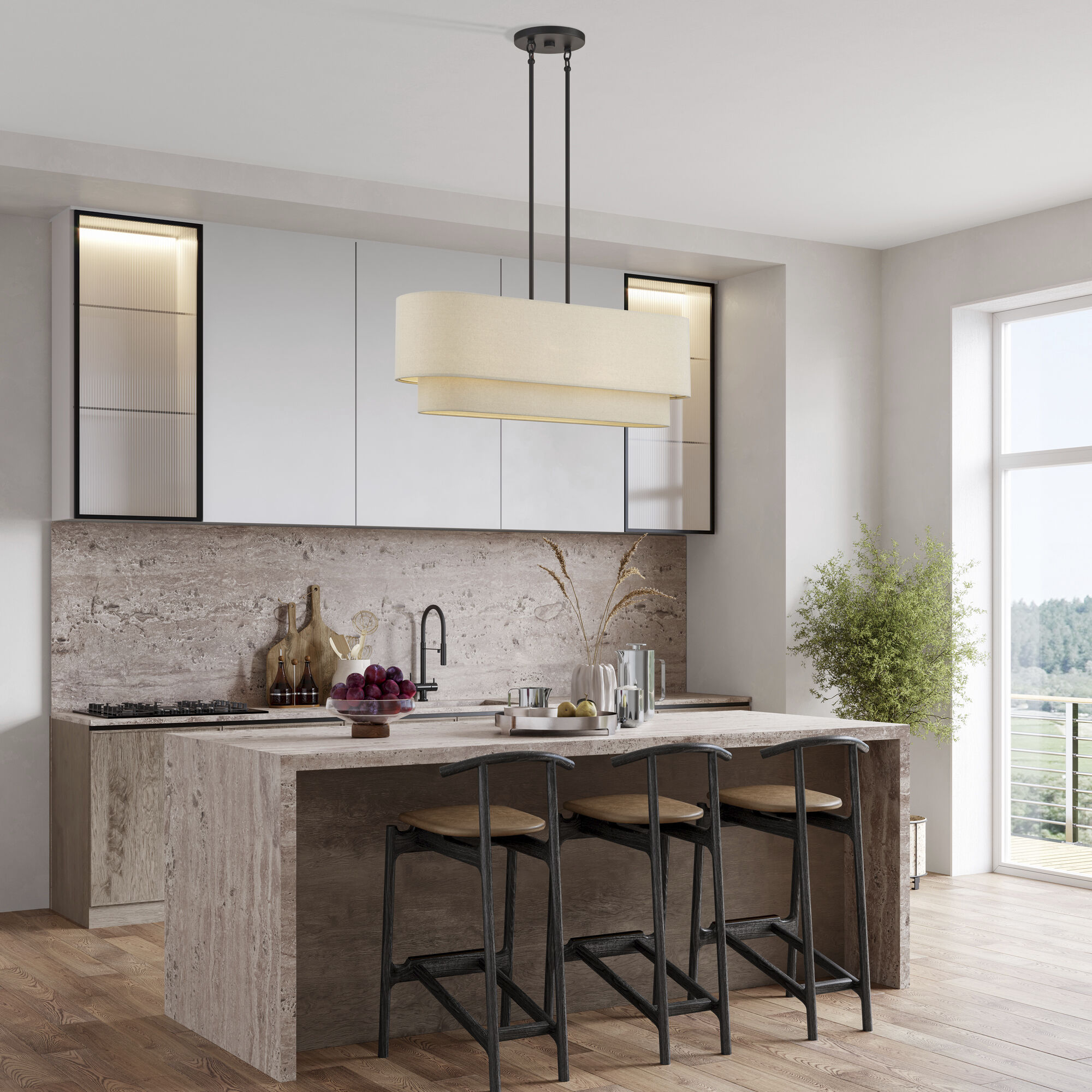 Bellingham 4 Light 36 inch Bronze Linear Chandelier Ceiling Light, Large