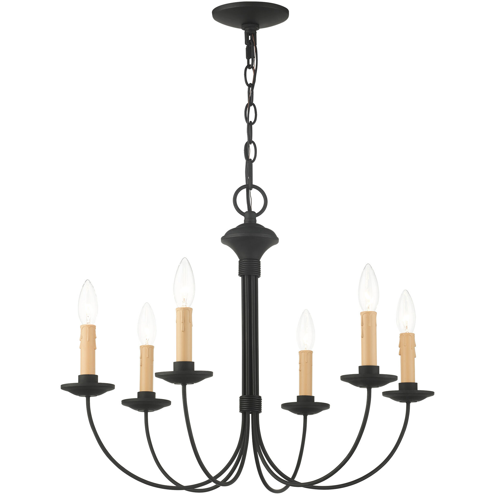 Heritage 6 Light 23 inch Black Chandelier Ceiling Light