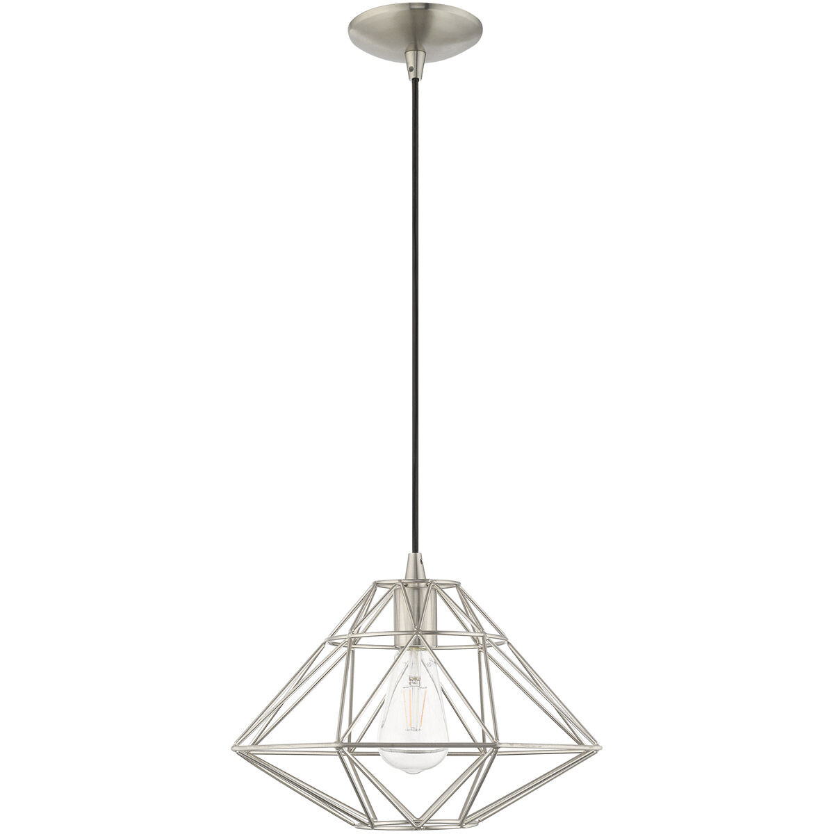 Geometric 1 Light 13.5 inch Brushed Nickel Mini Pendant Ceiling Light