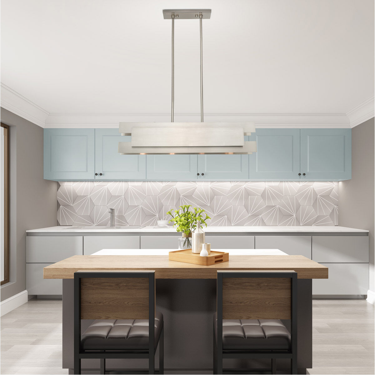 Varick 4 Light 36 inch Brushed Nickel Linear Chandelier Ceiling Light