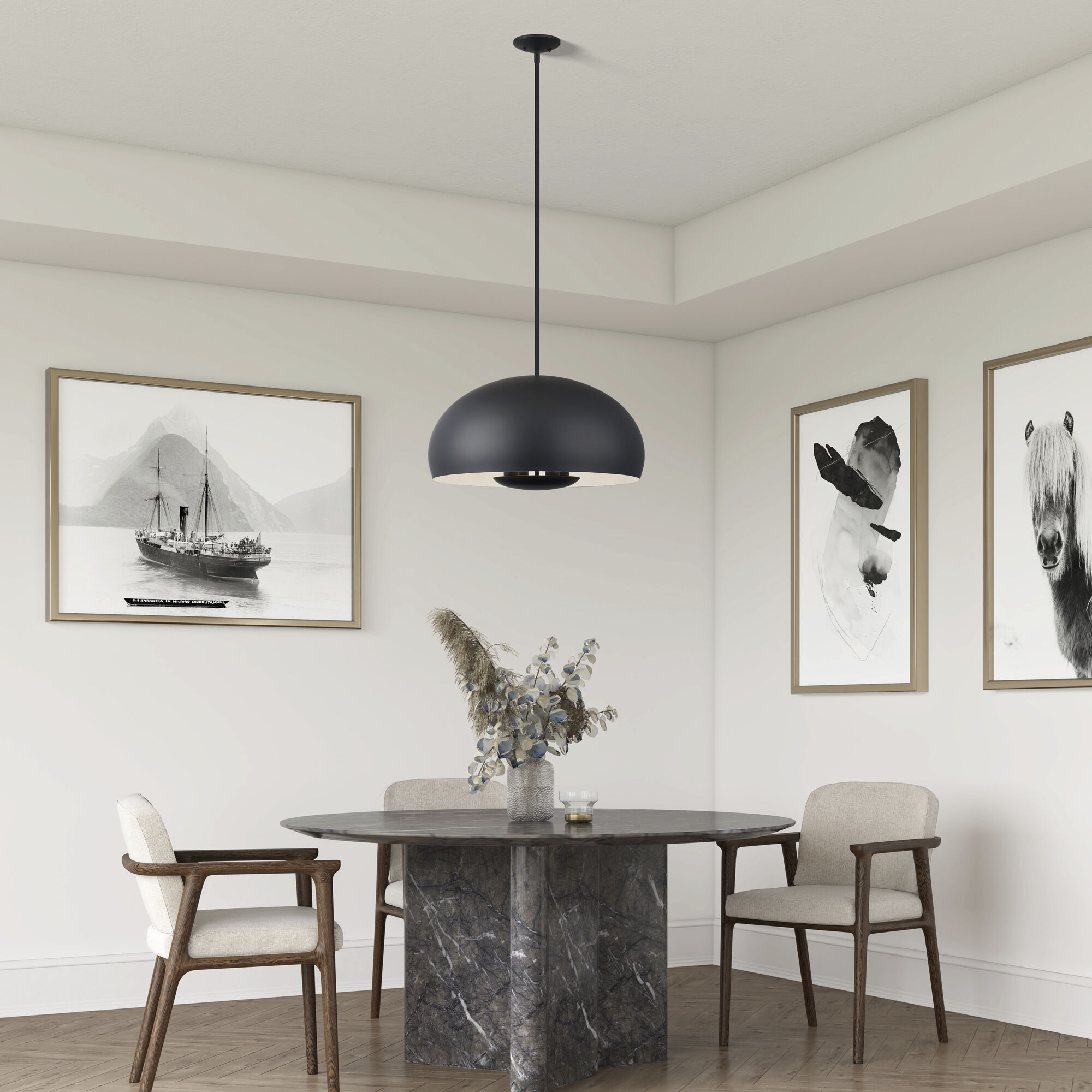 Domma 4 Light 22.5 inch Black Pendant Ceiling Light