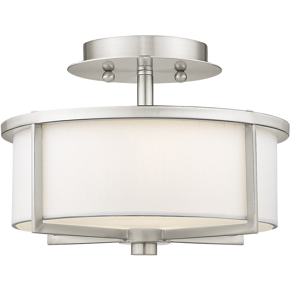 Wesley 2 Light 11 inch Brushed Nickel Semi-Flush Mount Ceiling Light