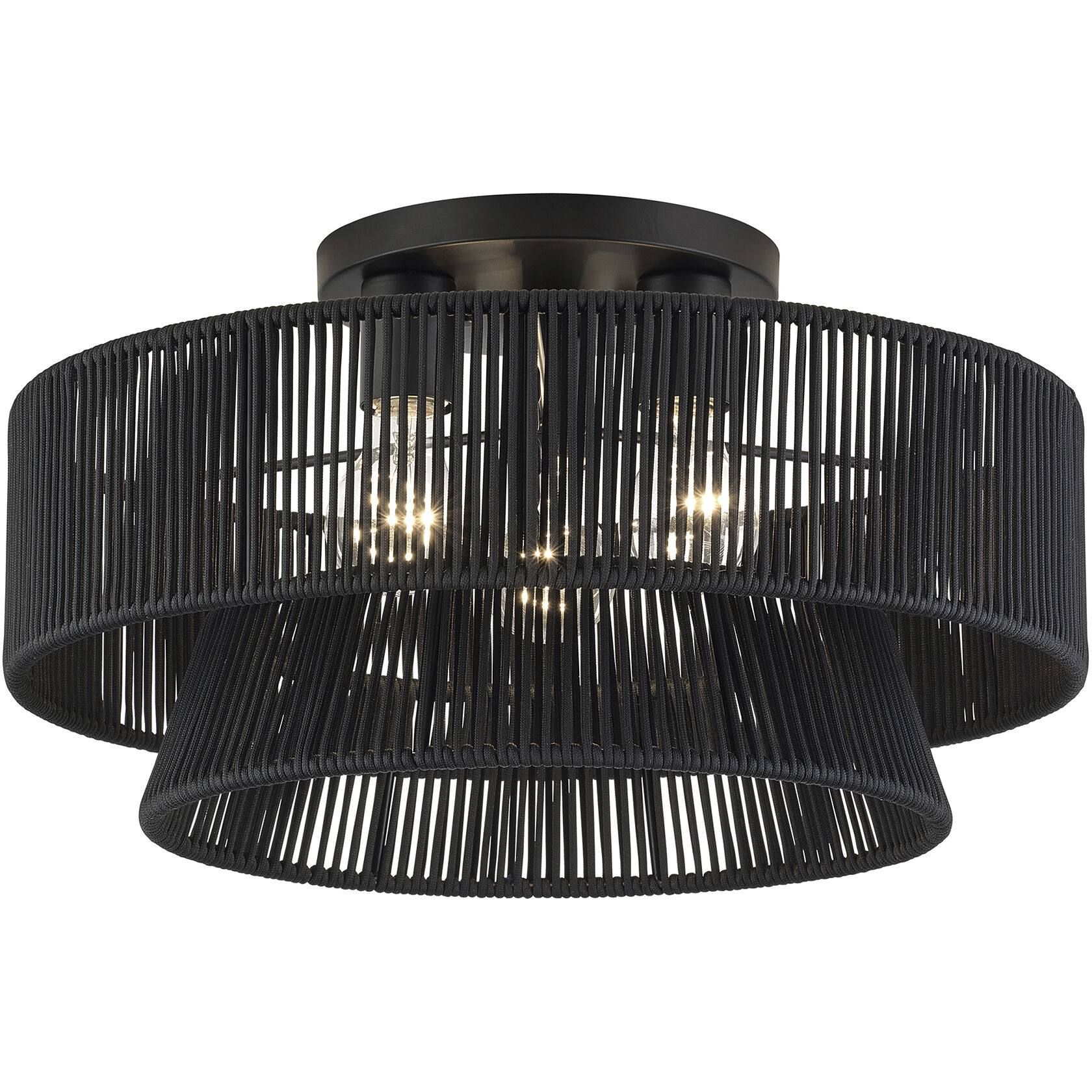 Florell 3 Light 18 inch Black Semi Flush Mount Ceiling Light, Large