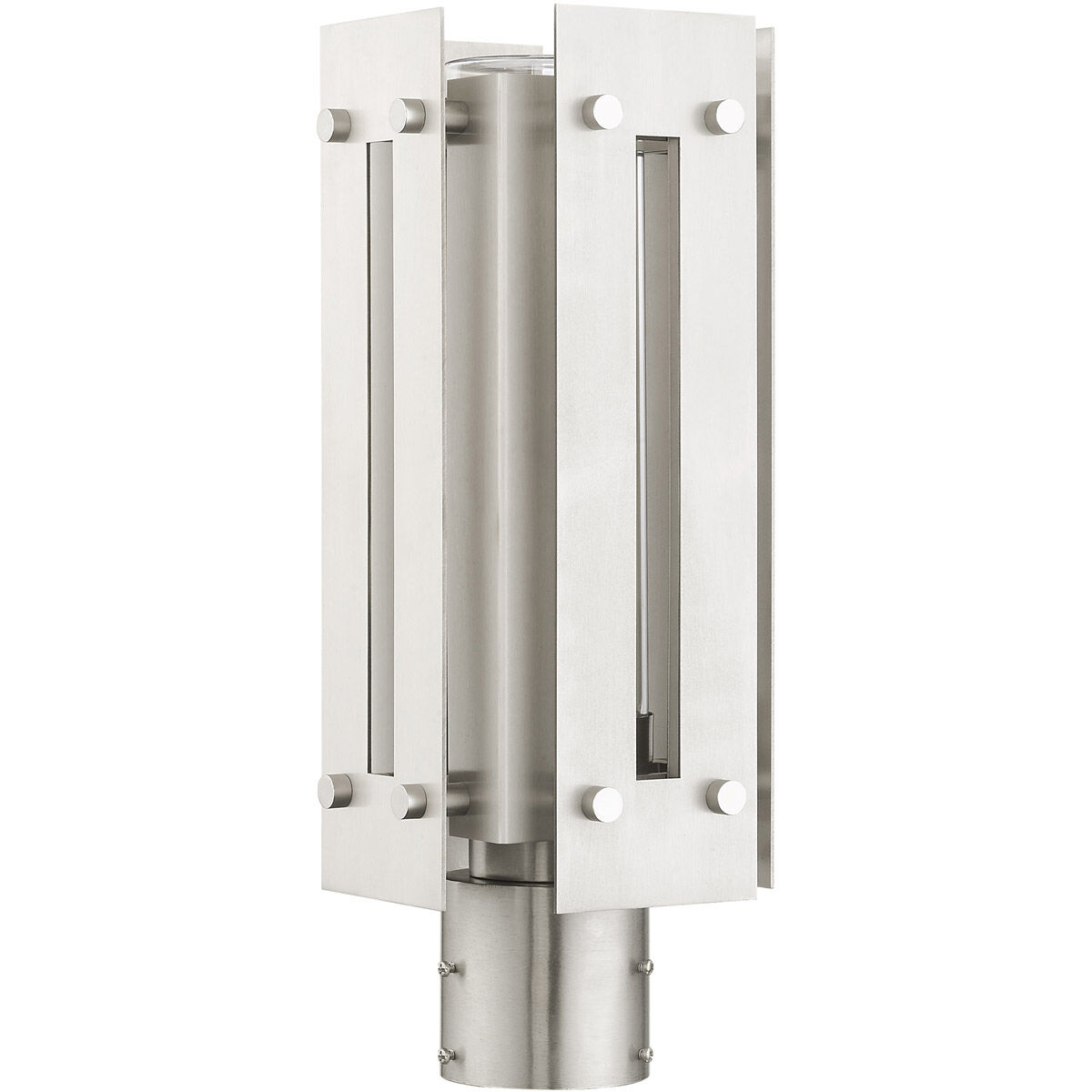 Utrecht 1 Light 16 inch Brushed Nickel Accents Outdoor Post Top Lantern