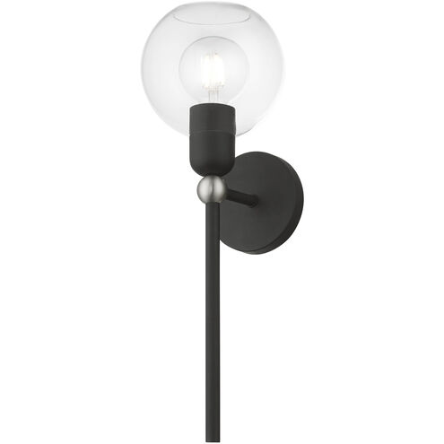 Downtown 1 Light 7 inch Black with Brushed Nickel Accent Single Sconce Wall Light, Sphere