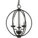 Arabella 3 Light 12 inch Black with Brushed Nickel Finish Candles Convertible Mini Chandelier/ Semi-Flush Ceiling Light, Globe