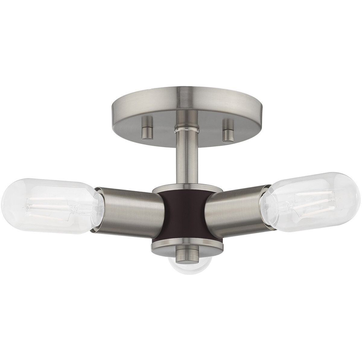Copenhagen 3 Light 14 inch Brushed Nickel Semi-Flush Mount Ceiling Light