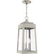 Oslo 3 Light 8 inch Brushed Nickel Outdoor Pendant Lantern