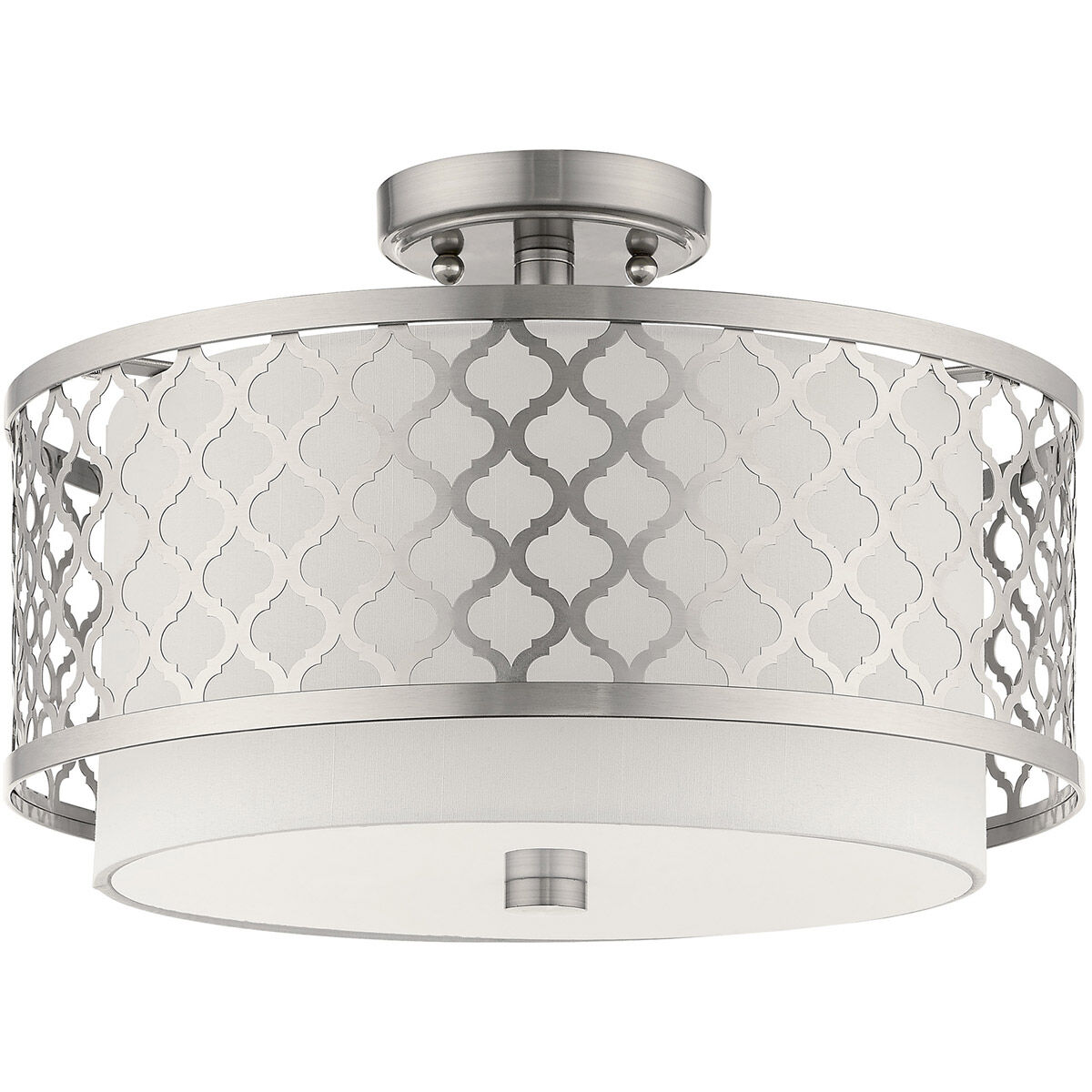Arabesque 3 Light 15 inch Brushed Nickel Semi-Flush Mount Ceiling Light