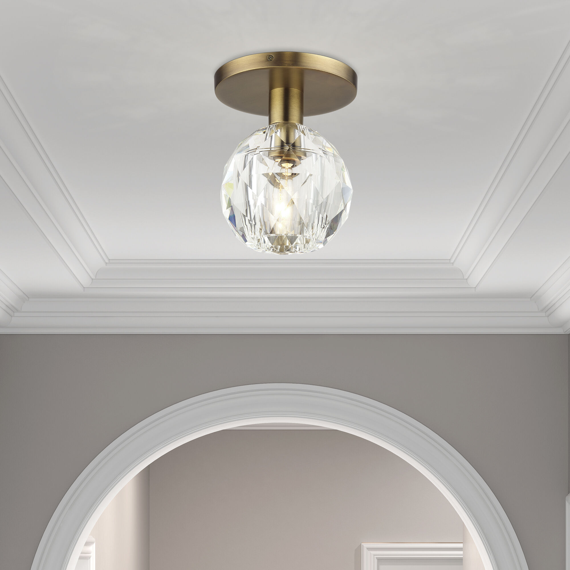 Whitfield 1 Light 7 inch Natural Brass Semi-Flush Ceiling Light