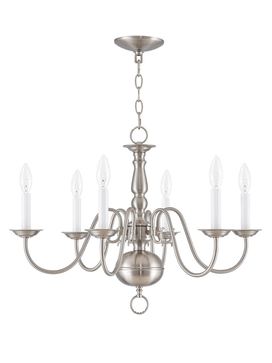 Williamsburgh 6 Light 24 inch Brushed Nickel Chandelier Ceiling Light