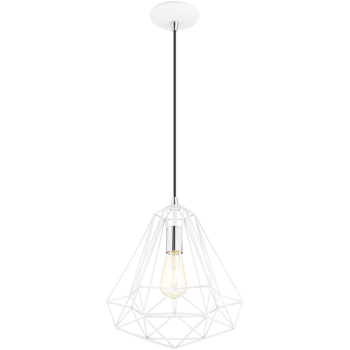 Geometric 1 Light 12 inch Shiny White Pendant Ceiling Light