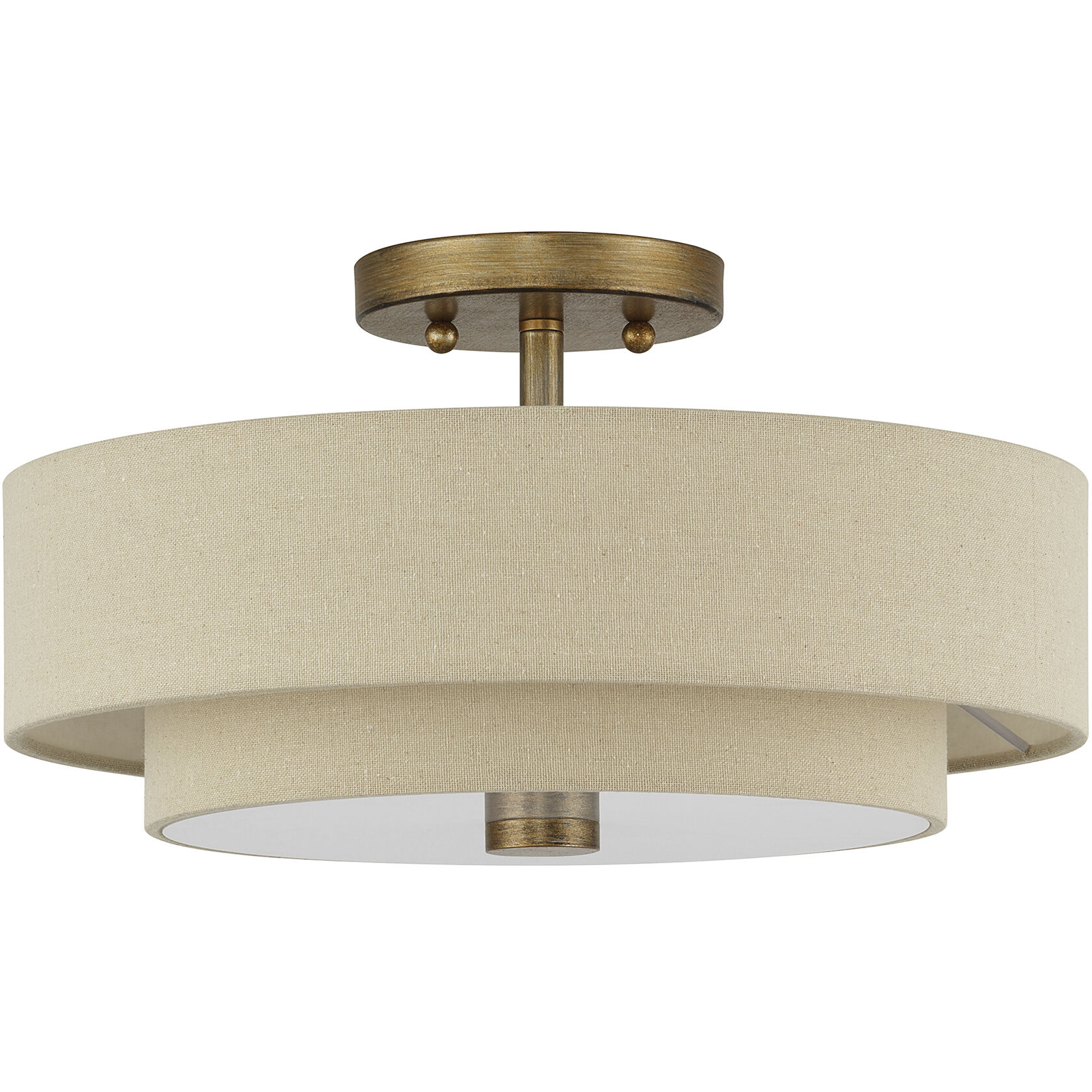Bellingham 3 Light 15 inch Antique Gold Leaf Semi Flush Mount Ceiling Light, Large