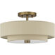 Bellingham 3 Light 15 inch Antique Gold Leaf Semi Flush Mount Ceiling Light, Large