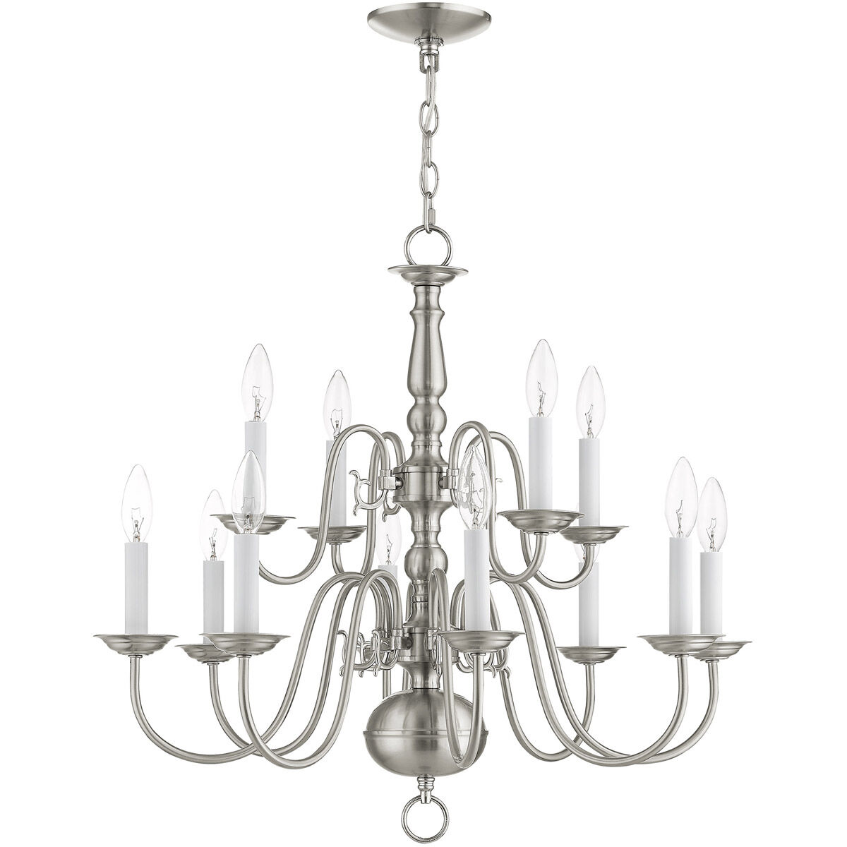 Williamsburgh 12 Light 26 inch Brushed Nickel Chandelier Ceiling Light