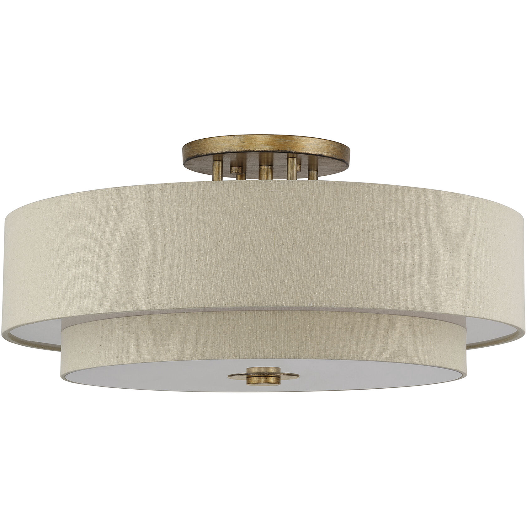 Bellingham 6 Light 30 inch Antique Gold Leaf Semi Flush Mount Ceiling Light, Extra Large