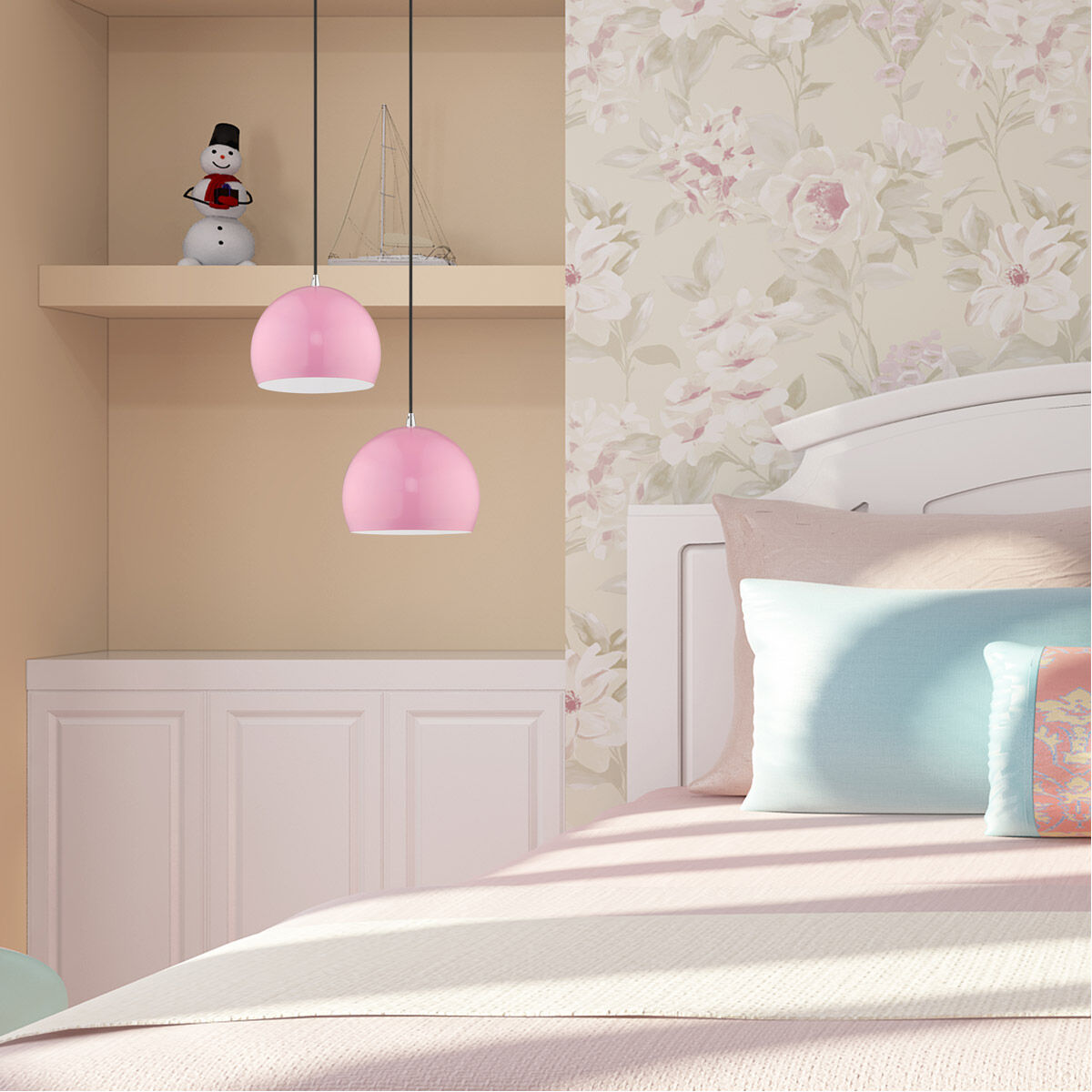 Allison 1 Light 10 inch Shiny Pink Mini Pendant Ceiling Light