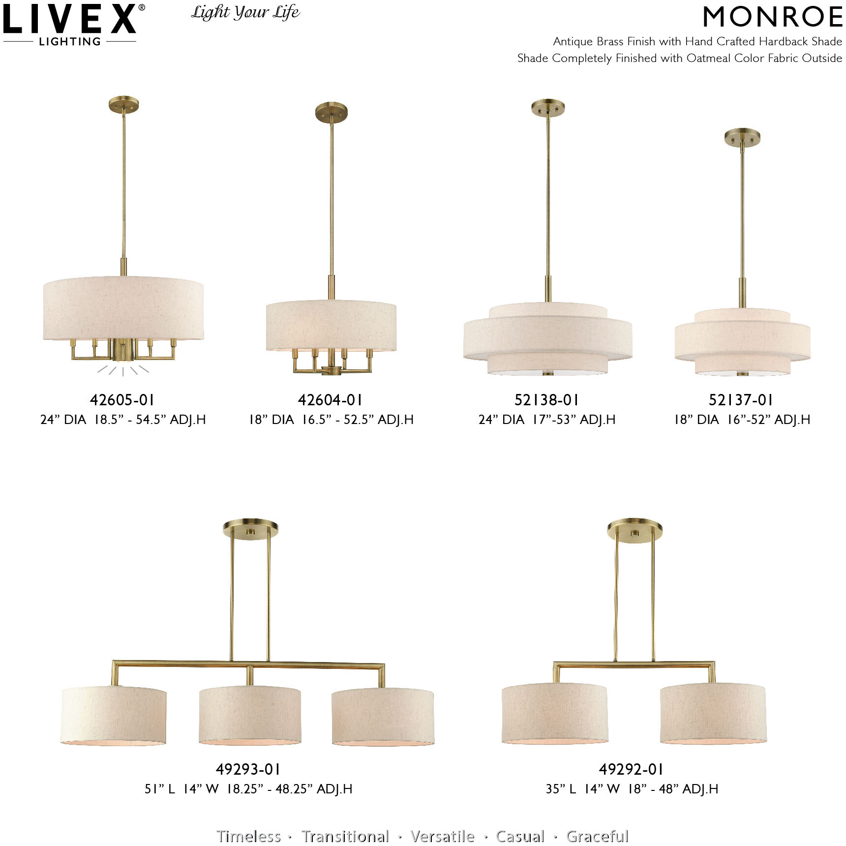 Meridian 4 Light 18 inch Antique Brass Pendant Chandelier Ceiling Light