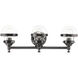 Oldwick 3 Light 24 inch Polished Black Chrome Vanity Sconce Wall Light