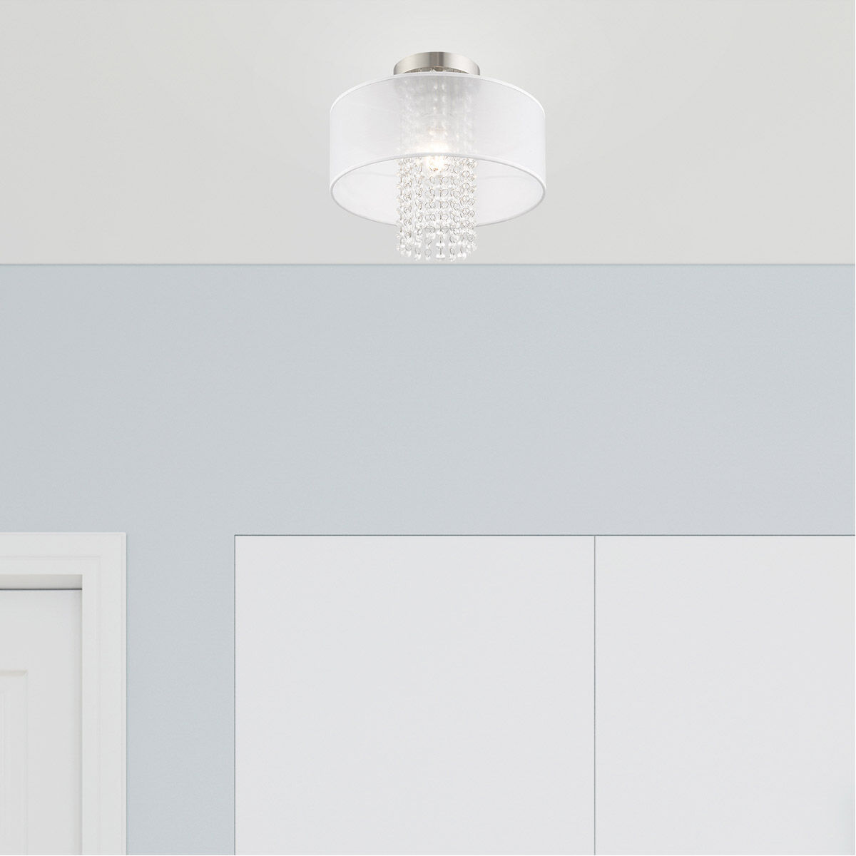 Bella Vista 1 Light 13 inch Brushed Nickel Semi-Flush Mount Ceiling Light