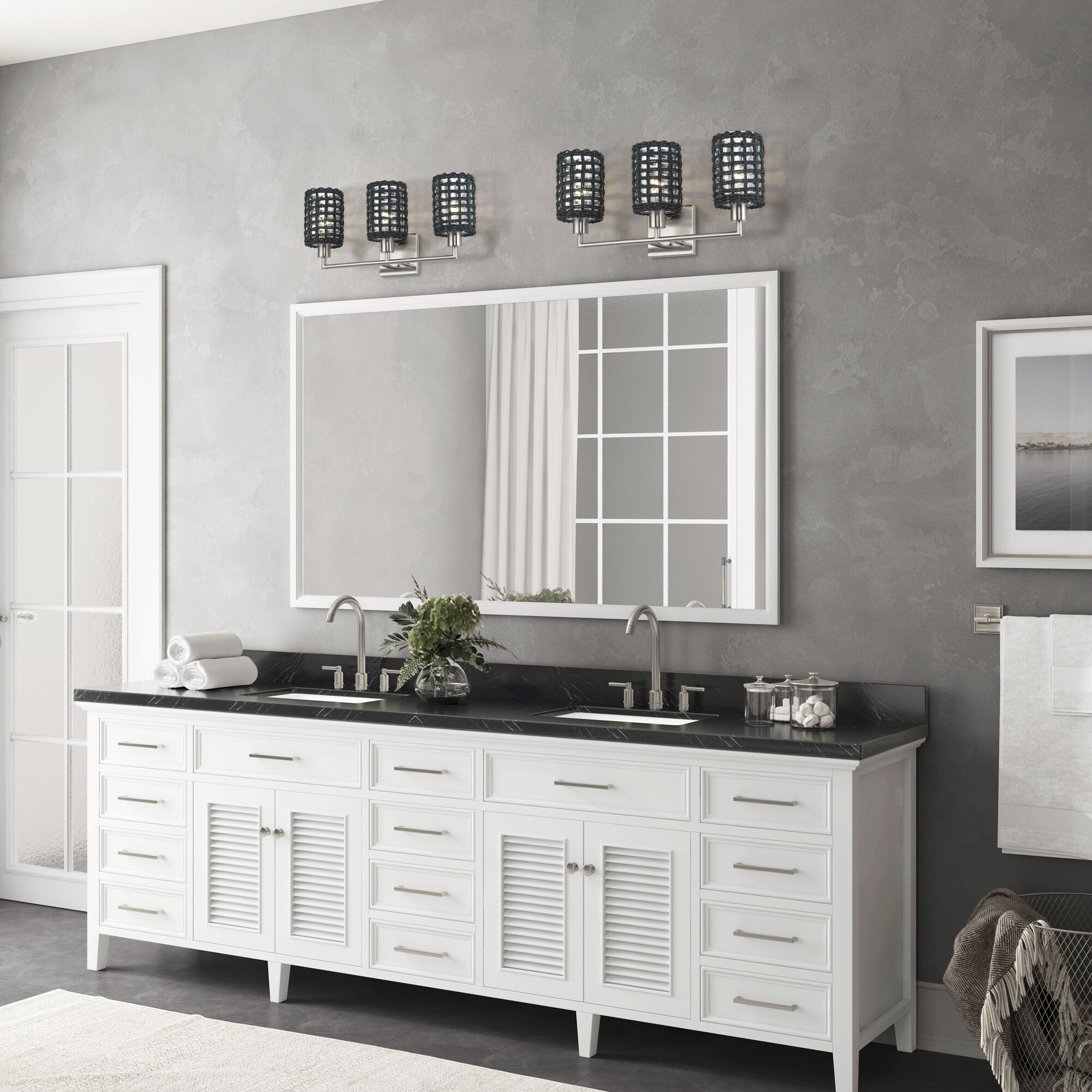 Twinewell 3 Light 23 inch Brushed Nickel Vanity Wall Sconce Wall Light