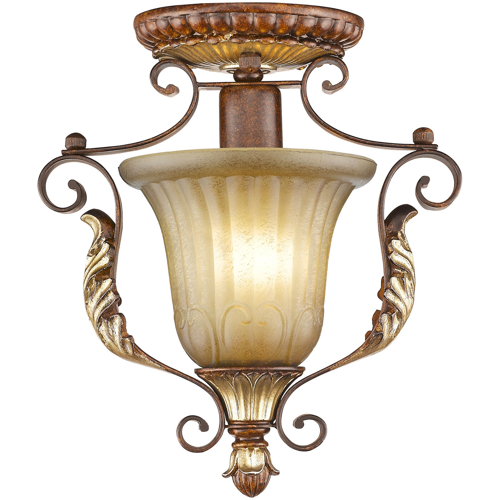 Villa Verona 1 Light 10.25 inch Verona Bronze with Aged Gold Leaf Accents Semi-Flush Mount Ceiling Light