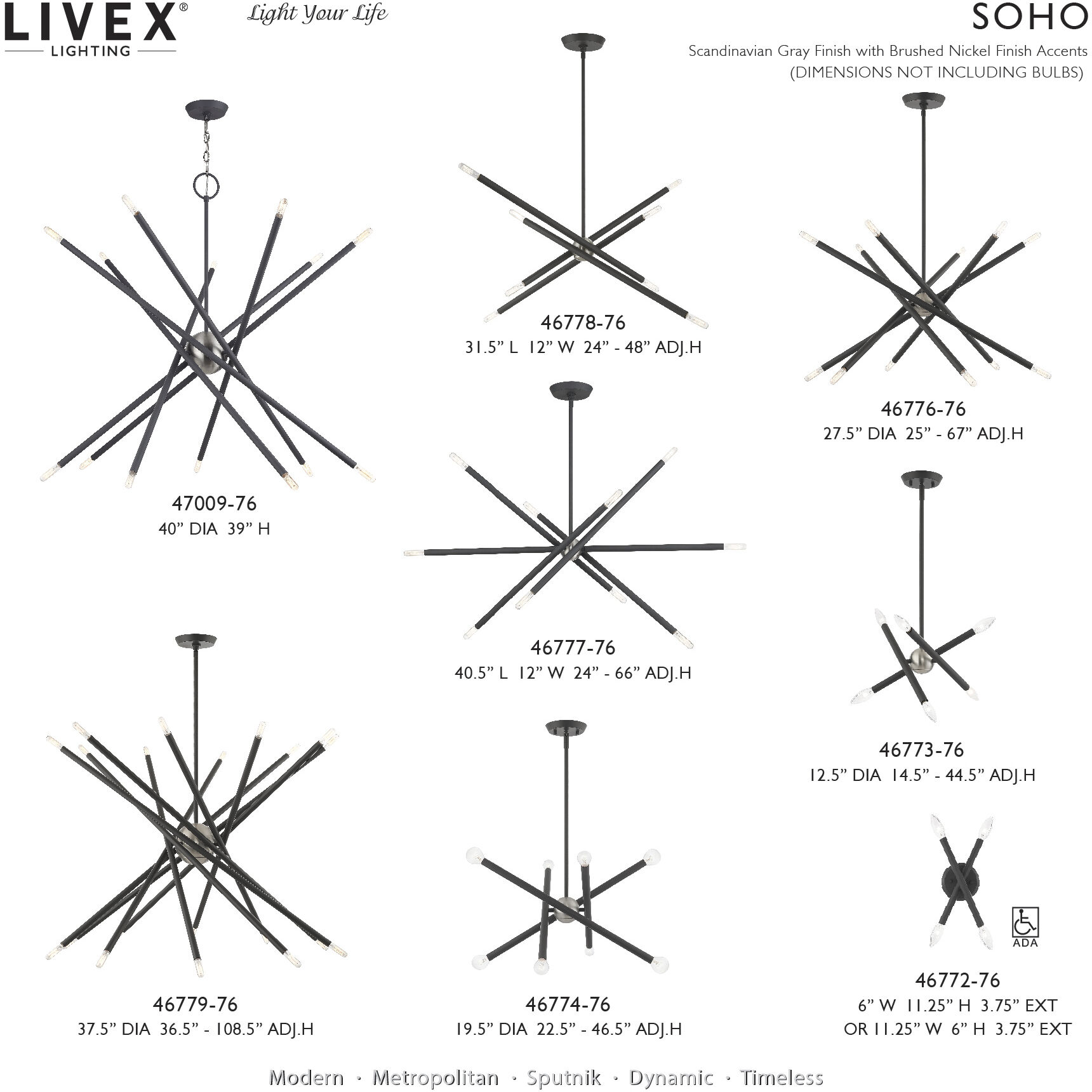 Soho 14 Light 40 inch Scandinavian Gray with Brushed Nickel Accents Foyer Chandelier Ceiling Light