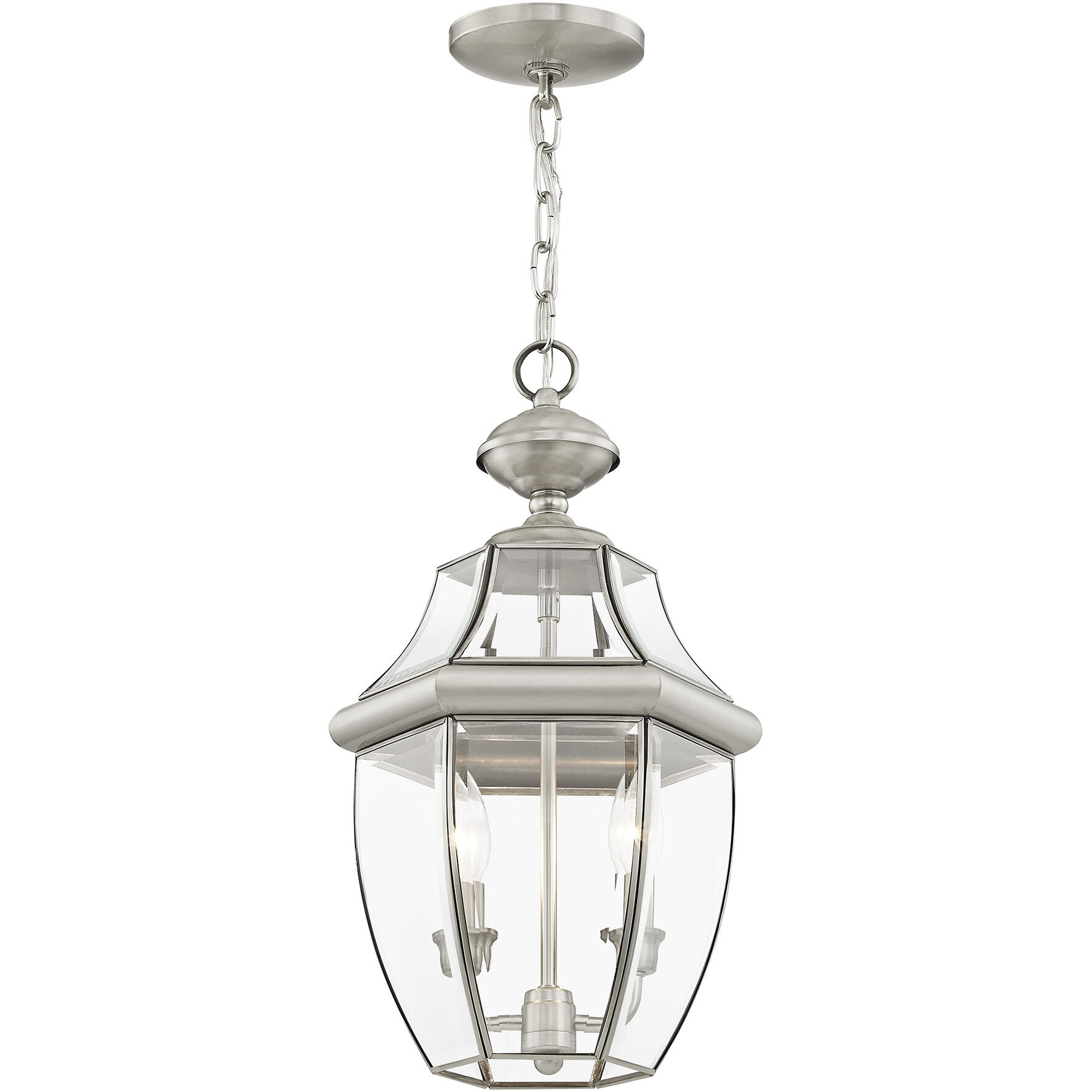 Monterey 2 Light 11 inch Brushed Nickel Outdoor Pendant Lantern