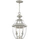 Monterey 2 Light 11 inch Brushed Nickel Outdoor Pendant Lantern