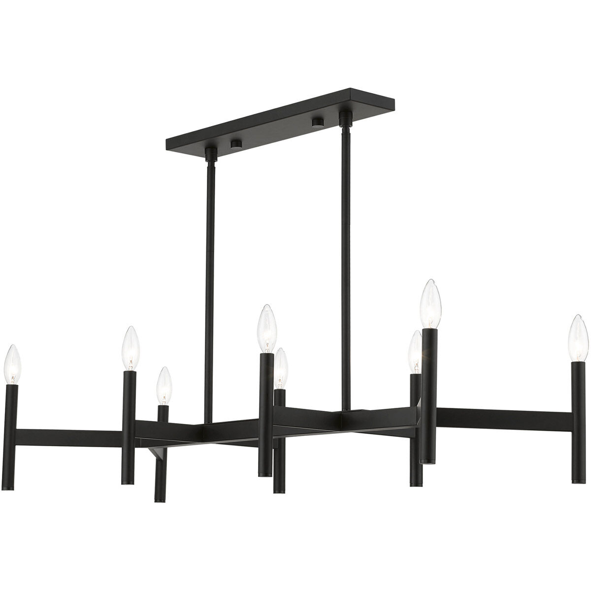 Copenhagen 8 Light 40 inch Black Linear Chandelier Ceiling Light